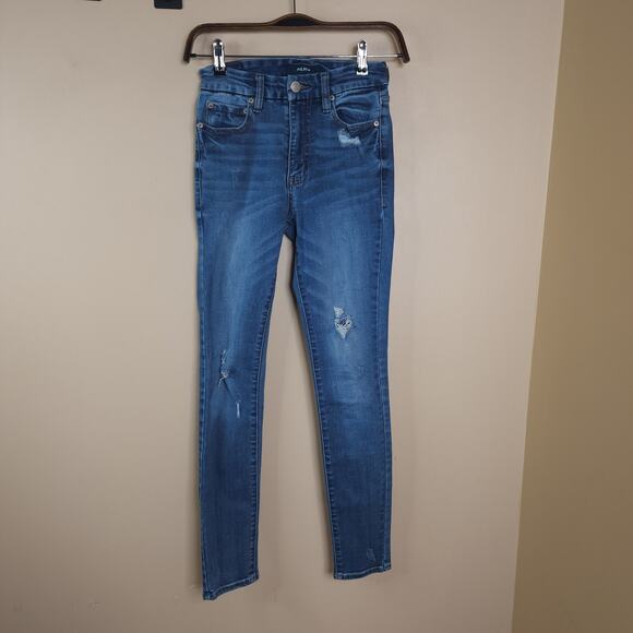 AERO Medium Wash Distressed High Rise Curvy Skinny Jeans Size 2 - Picture 1 of 12